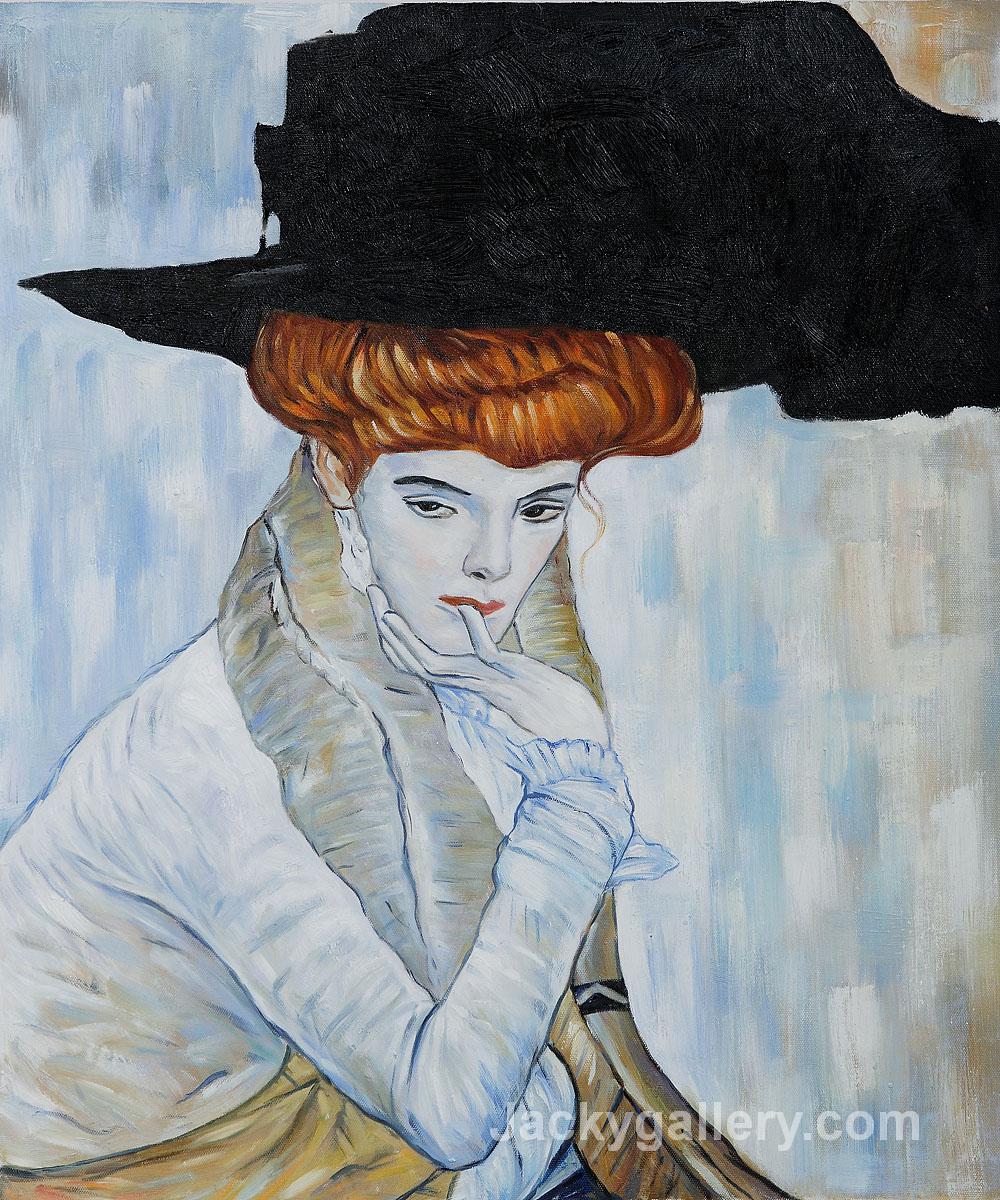 Black Feather Hat II by Gustav Klimt paintings reproduction